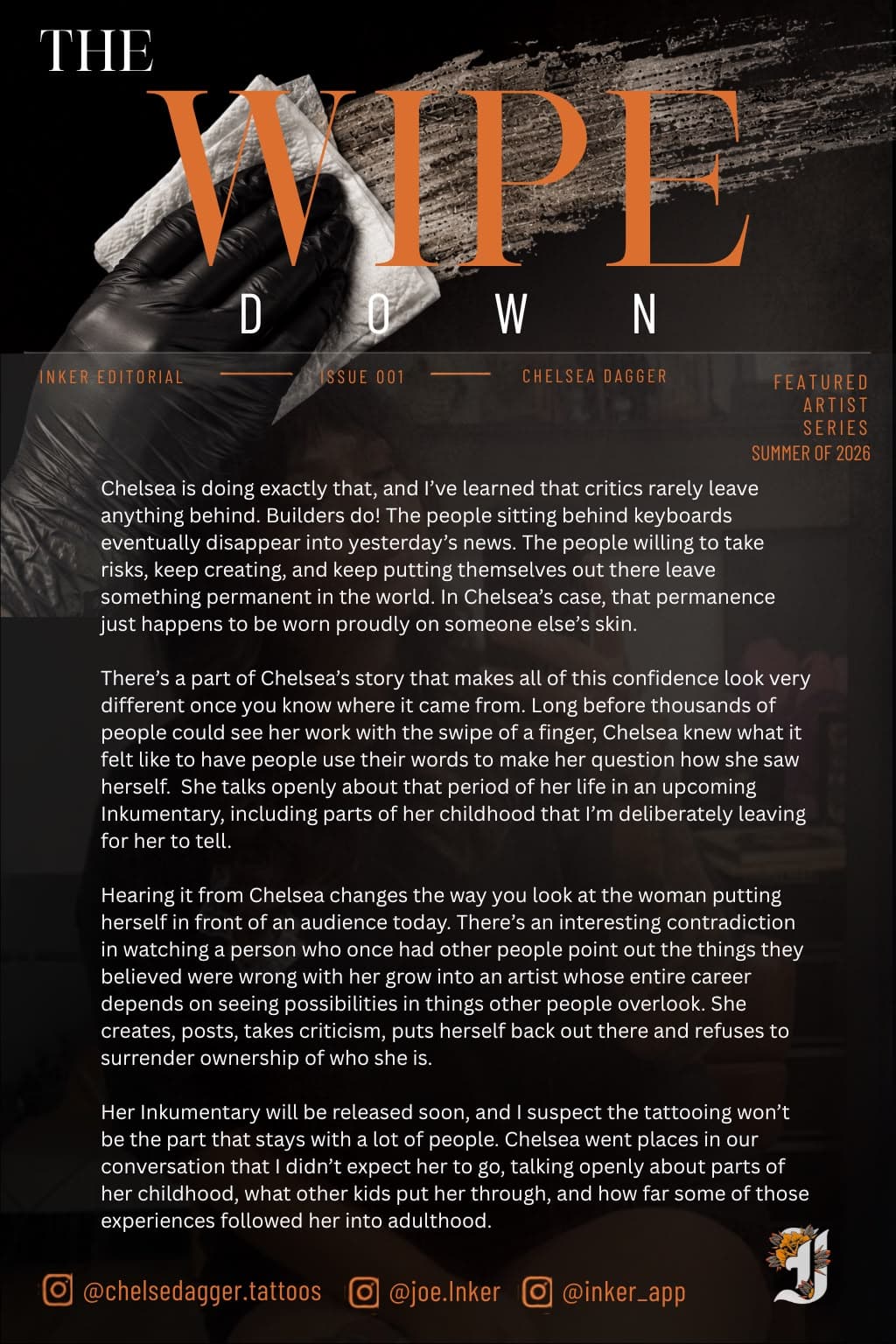 Chelsea Dagger editorial about resilience, creative confidence, and her upcoming Inkumentary