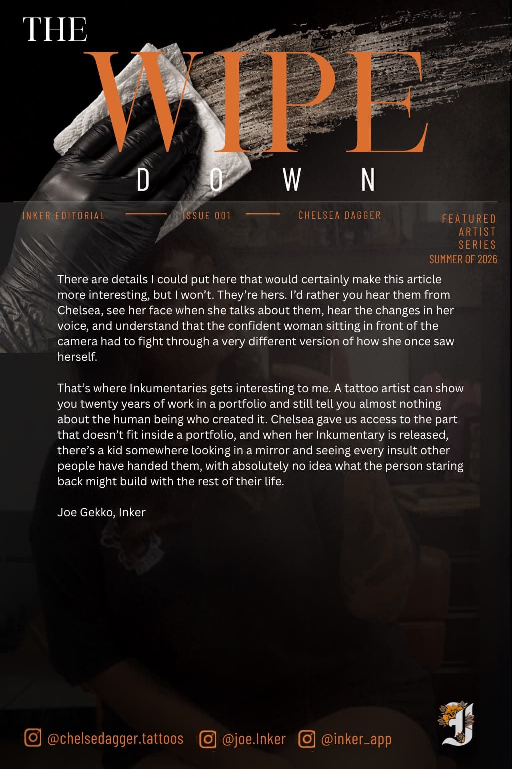 Closing Chelsea Dagger editorial about preserving the person and story behind a tattoo portfolio