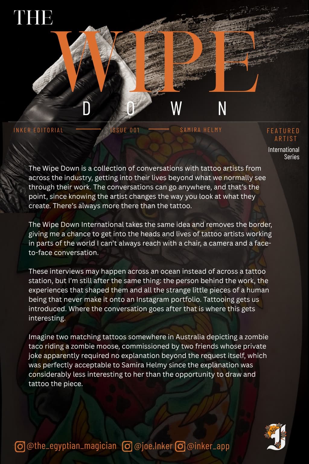 Opening The Wipe Down International editorial introducing Samira Helmy and the global artist series