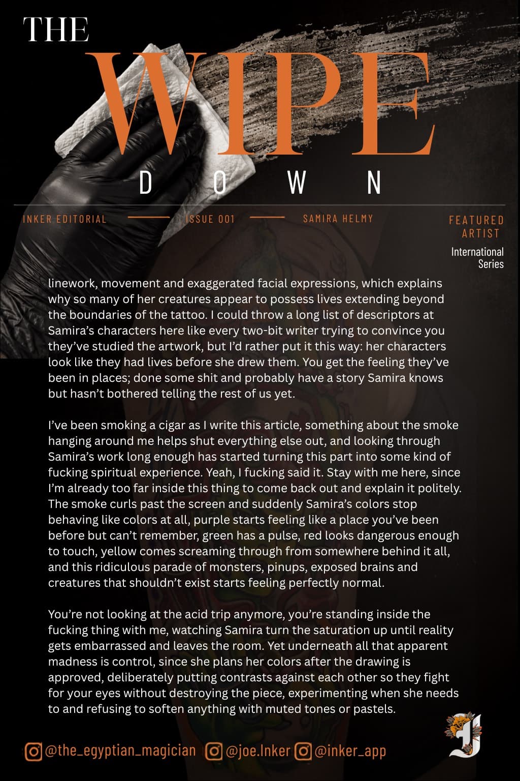 Samira Helmy editorial about expressive characters, intense color, contrast, and creative control